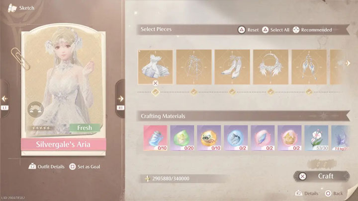 Materials for Crafting the Silvergale's Aria